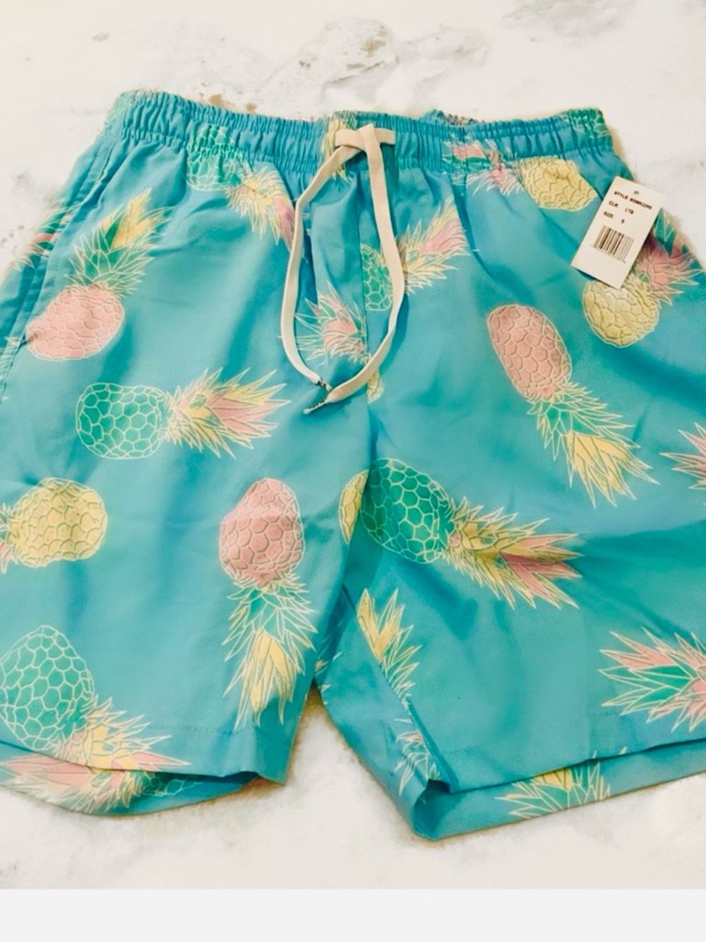 Brooklyn Cloth Surf USA Pineapple Print Swim Shorts - Blue small men’s